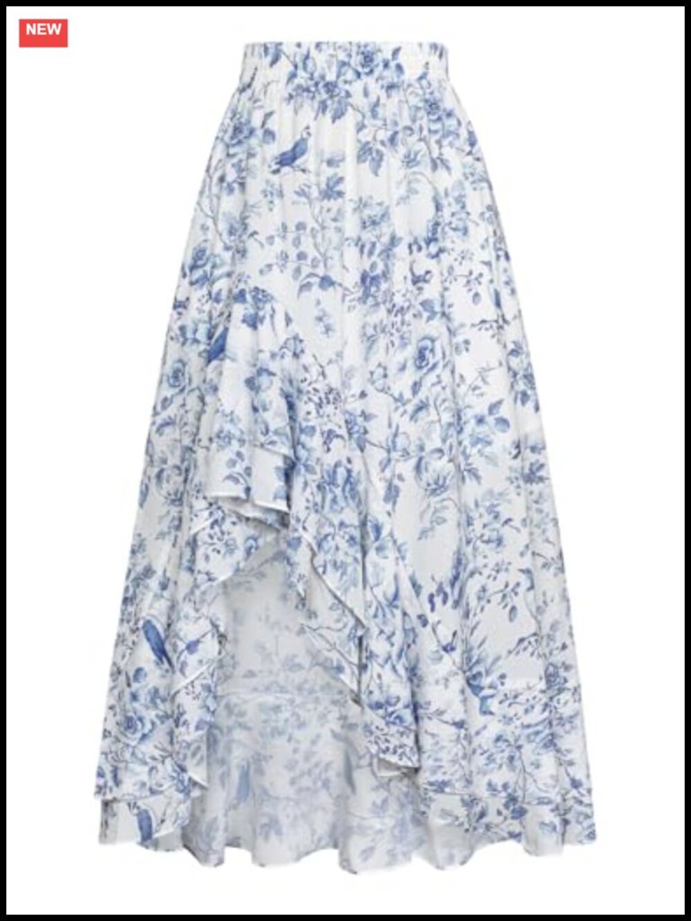 Women's Floral Maxi Skirt - High Low Ruffle Hem Boho Western Long Skirt with